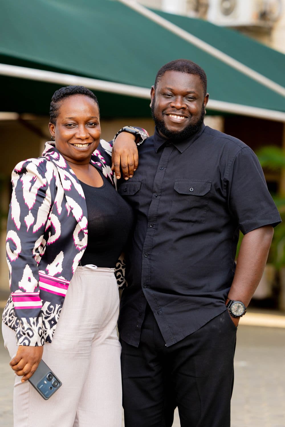 An older couple smiling together
